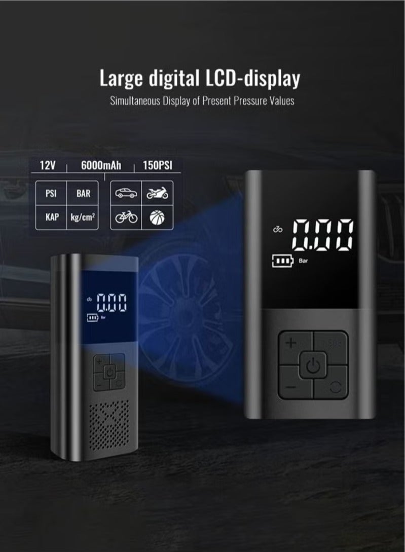 JAKTK Air Compressor Tire Inflator Pump Car Portable 150 PSI Fast Inflation with LCD Dual Screen [Cordless & Strong Power] Electric Tire Pump for Car Tire For Car Bicycle Motorcycles Ball - Image 2