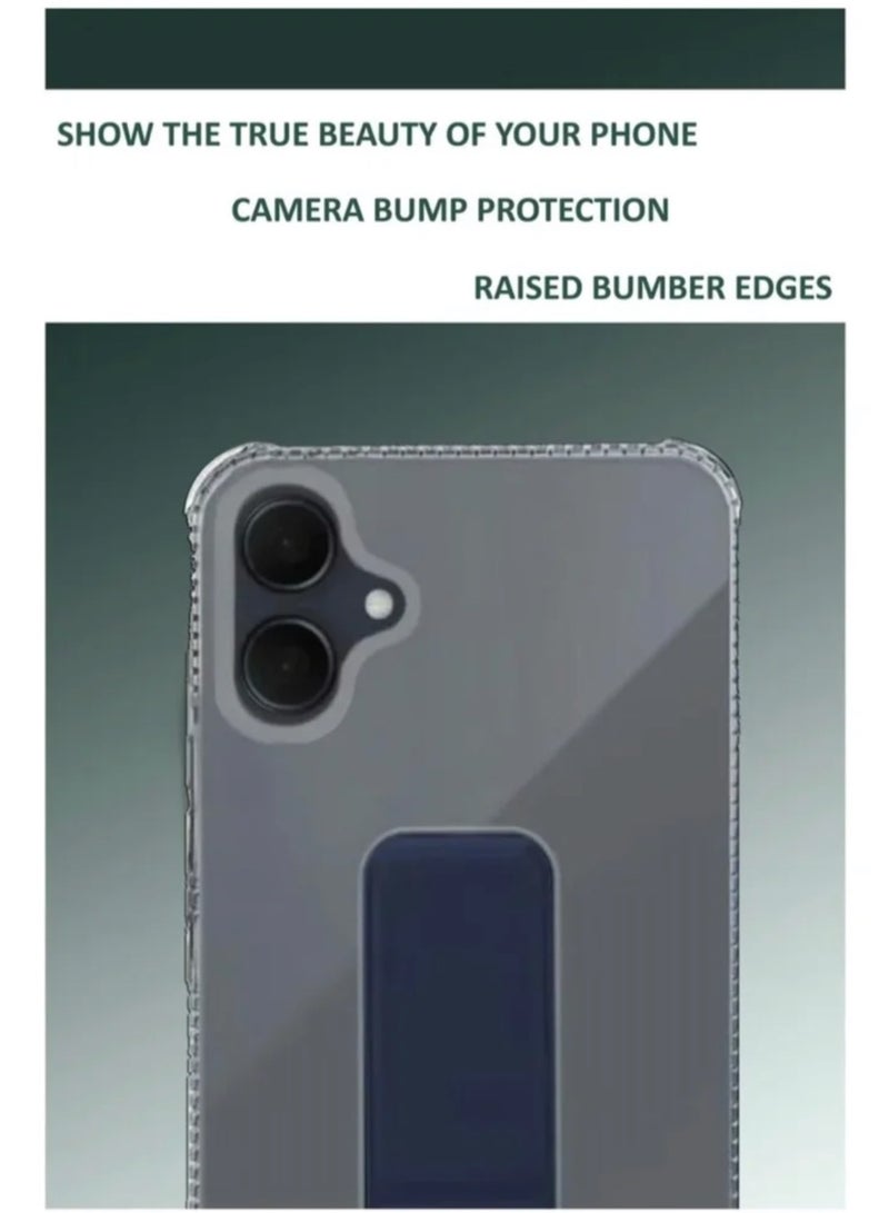 Case Cover For Samsung Galaxy A06 With Magnetic Hand Grip 3 in 1 Clear / Blue  - Image 3