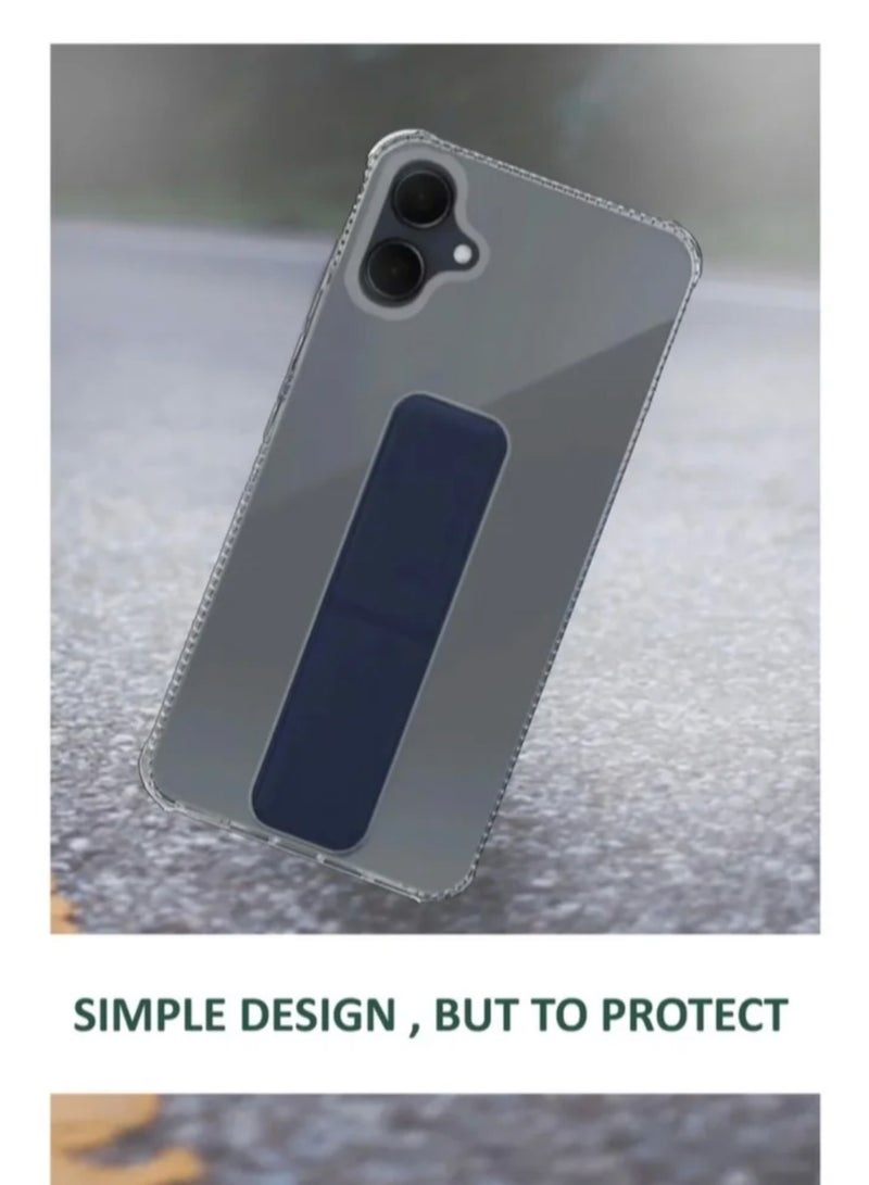 Case Cover For Samsung Galaxy A06 With Magnetic Hand Grip 3 in 1 Clear / Blue  - Image 2