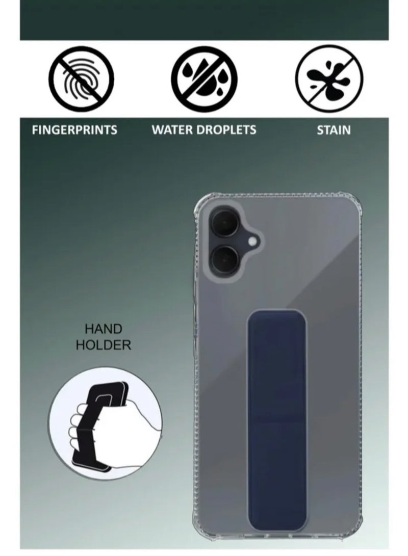 Case Cover For Samsung Galaxy A06 With Magnetic Hand Grip 3 in 1 Clear / Blue  - Image 4