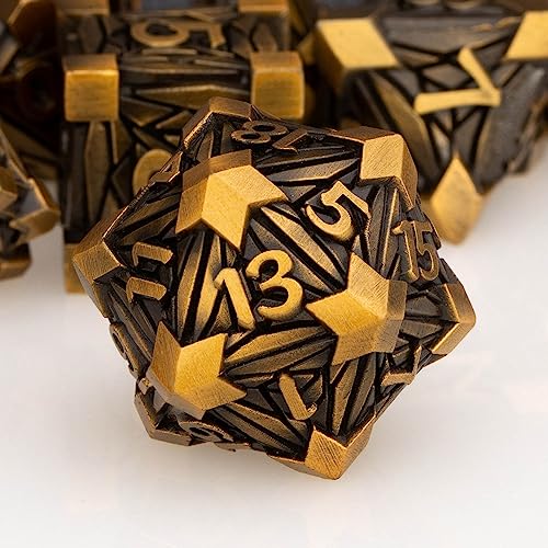 ORIFANTOU 7PCS Metal DND Dice Set with Box Debris RPG Red D and D Dice for use with DD Tabletop Games Role Playing Game Polyhedral Dice Set D20 D12 D10 D8 D6 D4 - Image 1