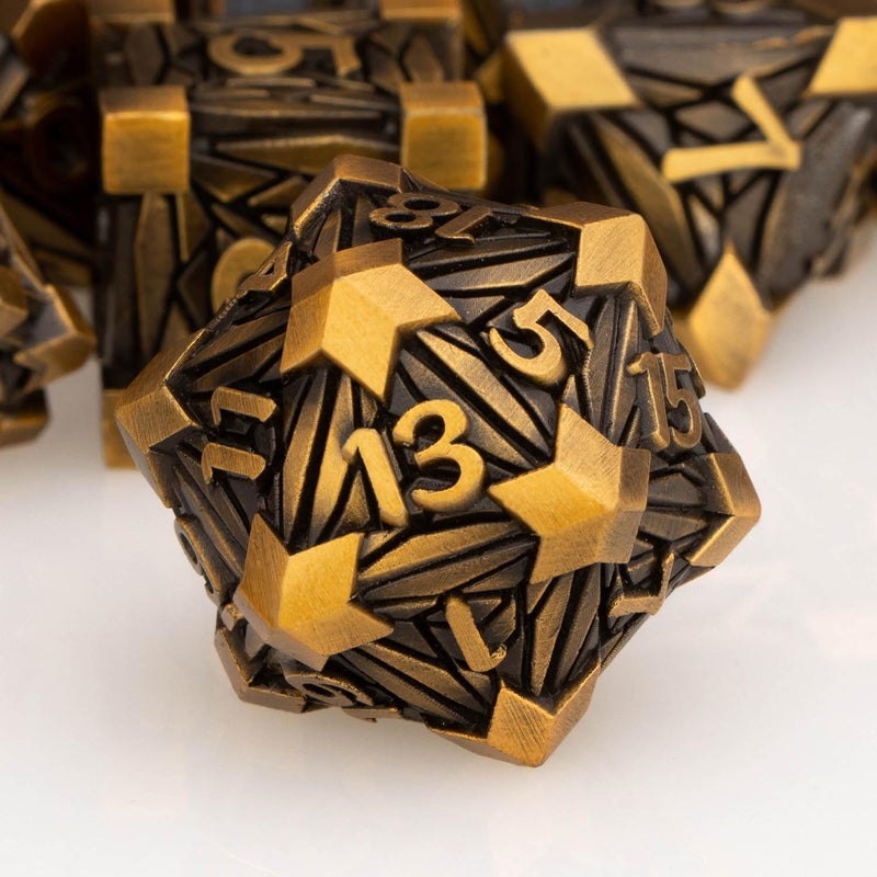 ORIFANTOU 7PCS Metal DND Dice Set with Box Debris RPG Red D and D Dice for use with DD Tabletop Games Role Playing Game Polyhedral Dice Set D20 D12 D10 D8 D6 D4 - Image 3