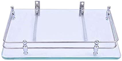 Raghuvanshi Marketing 8mm Glass X Lenth 12 Inch F Type Glass Shelf Bracket Square Stainless Steel Pack of 4 - Image 5