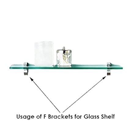 Raghuvanshi Marketing 8mm Glass X Lenth 12 Inch F Type Glass Shelf Bracket Square Stainless Steel Pack of 4 - Image 4