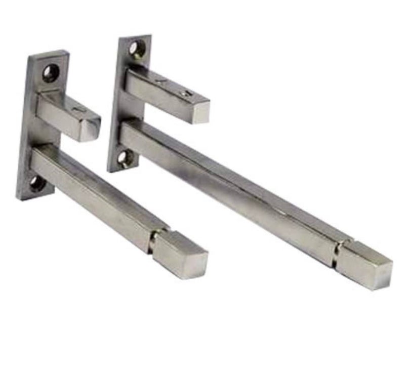 Raghuvanshi Marketing 8mm Glass X Lenth 12 Inch F Type Glass Shelf Bracket Square Stainless Steel Pack of 4 - Image 1