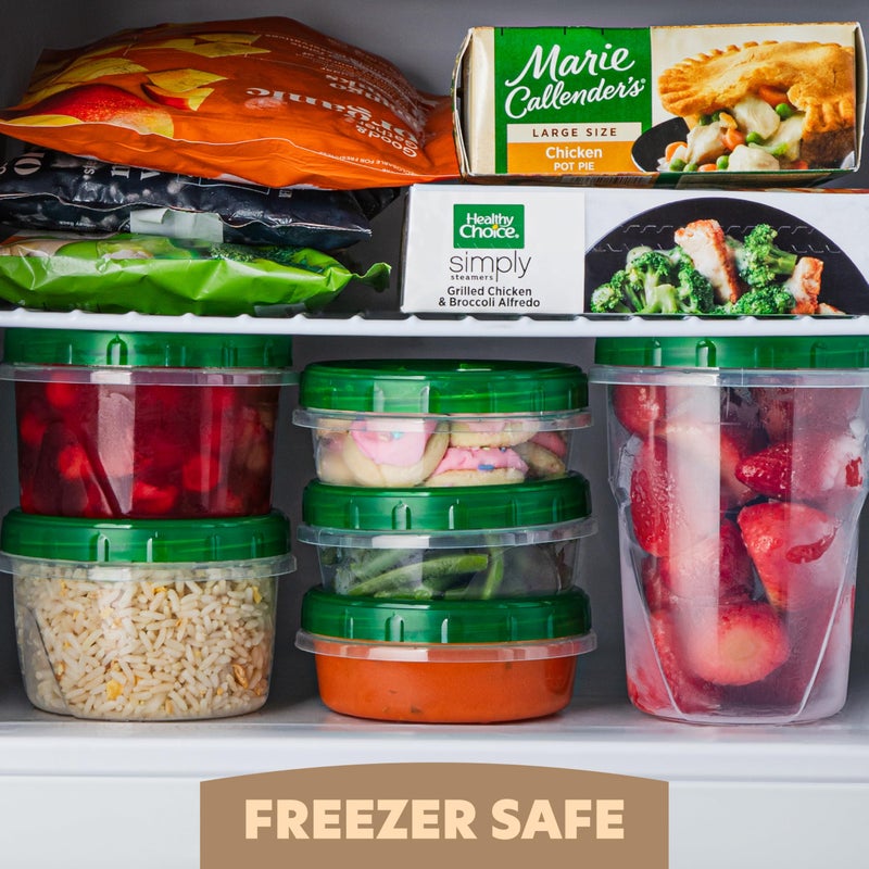 PLASTICPRO 24 Pack Twist Top Containers Assorted Sizes Plastic Food Storage Containers with Green Twist on Lids Stackable Reusable - Image 3