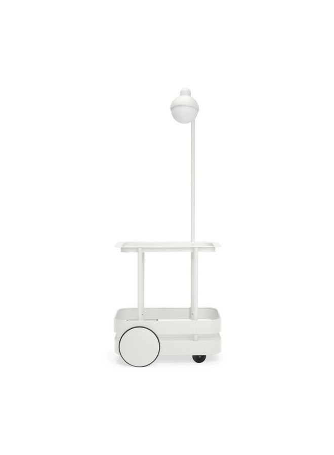 Fatboy Jolly Trolley Bar Cart with LED Lamp, Wireless & Rechargeable Lamp Suitable for Indoor/Outdoor, Stepless dimmable, Aluminum with a fine texture powder coating, 78x55x200 cm - Bone White - Image 1