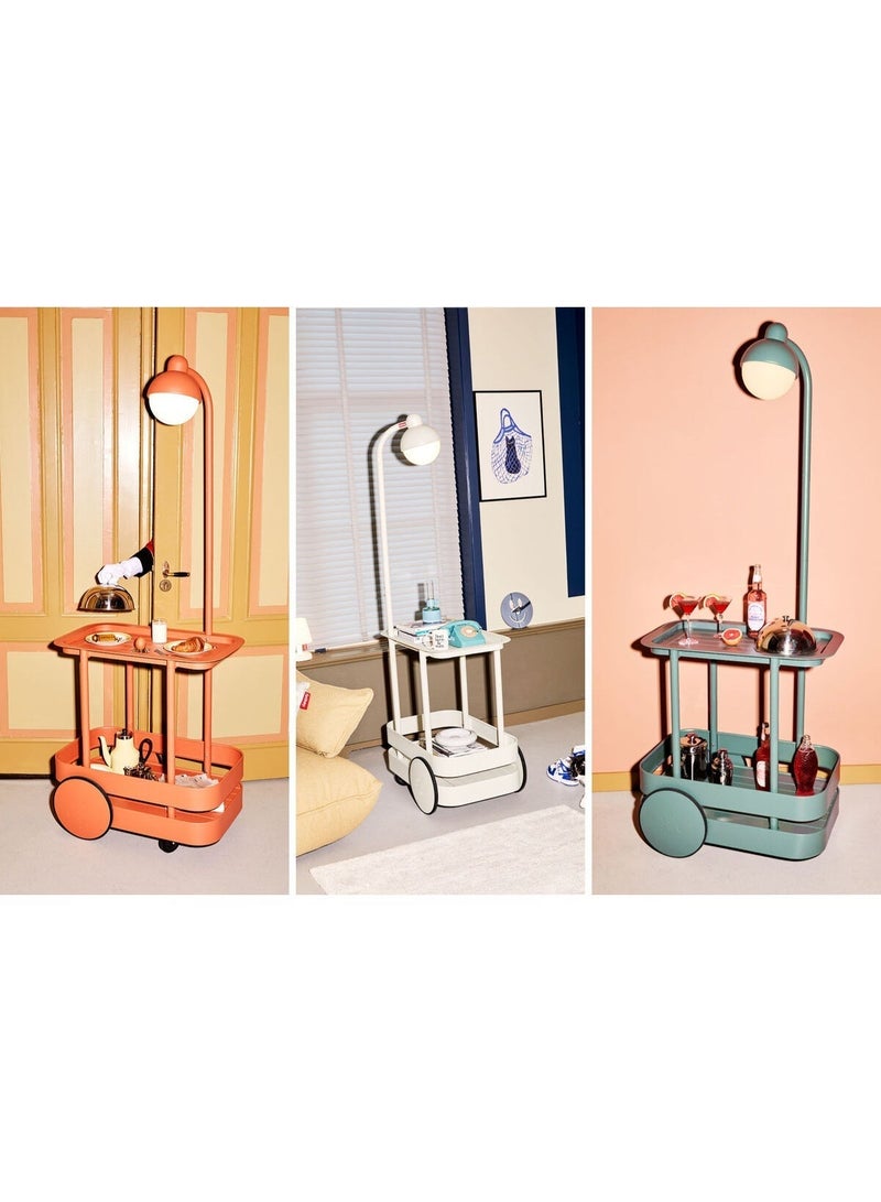 Fatboy Jolly Trolley Bar Cart with LED Lamp, Wireless & Rechargeable Lamp Suitable for Indoor/Outdoor, Stepless dimmable, Aluminum with a fine texture powder coating, 78x55x200 cm - Bone White - Image 2