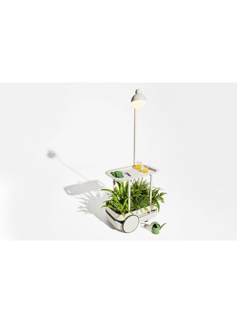 Fatboy Jolly Trolley Bar Cart with LED Lamp, Wireless & Rechargeable Lamp Suitable for Indoor/Outdoor, Stepless dimmable, Aluminum with a fine texture powder coating, 78x55x200 cm - Bone White - Image 4