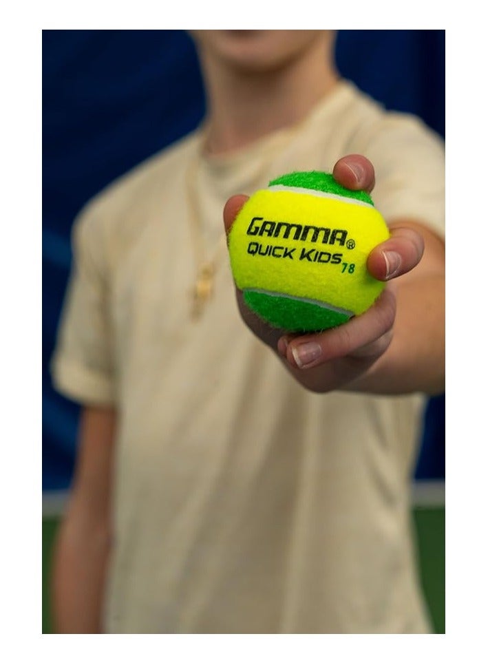 Gamma Quick Kids | Bag of 12 , 78' court Training Tennis Balls for Kids & Beginners, Low-Compression Core Reduces Speed & Bounce, Great for Tennis Practice, USTA & ITF Approved for 10 & Under Tournaments - Image 3