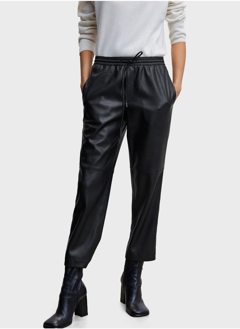 MANGO - High Waist Pu Pants - Image 1