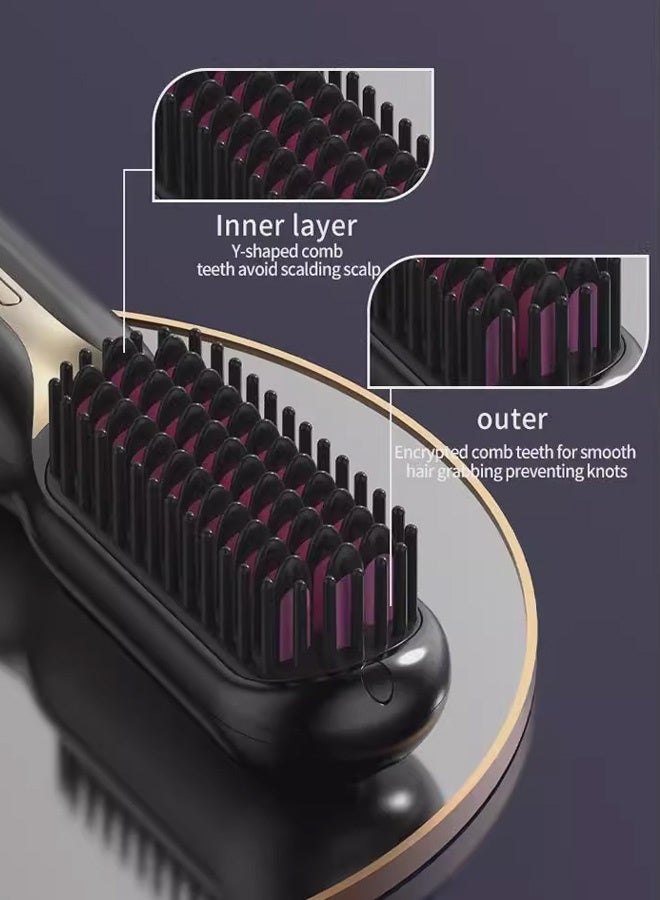 Straightening comb, straightening hair comb, quick heating ceramic heater, dual voltage hair straightener for home use, styling and straightening hair, easy to carry. - Image 4
