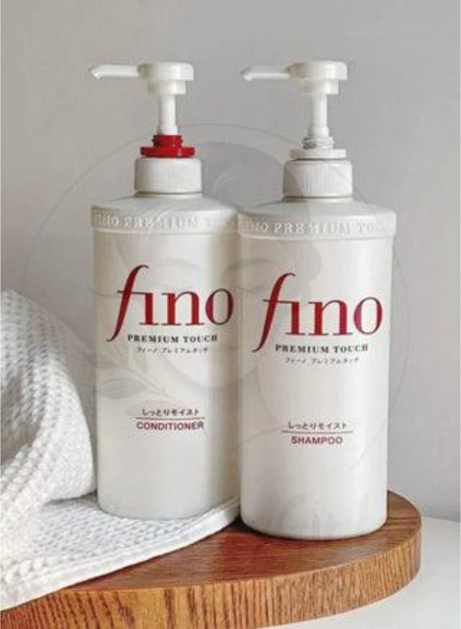 Shiseido Fino Premium Touch Moist Shampoo & Conditioner Treatment Set (550ml x 2) – Deep Moisturizing & Repair Hair Care with Beauty Serum for Dry, Damaged Hair | Original & Authentic – Made in Japan - Image 3