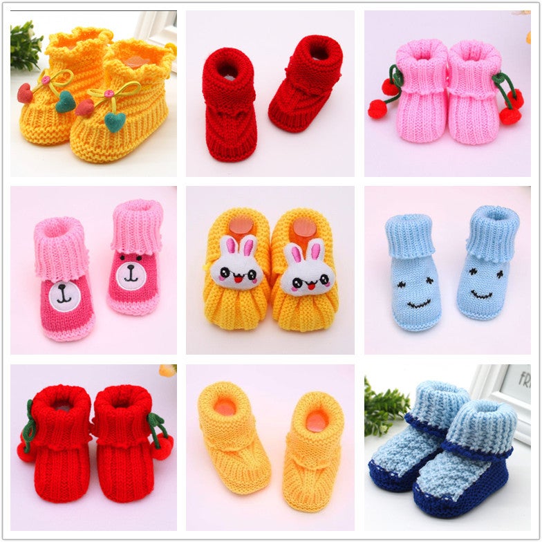 Qi Ta Handmade Knitted Spring/Autumn Baby Wool Shoes - Newborn Socks Shoes, 0-3-6  Months - Image 1