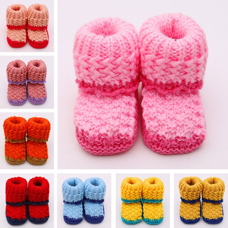 Qi Ta Handmade Knitted Spring/Autumn Baby Wool Shoes - Newborn Socks Shoes, 0-3-6  Months - Image 2