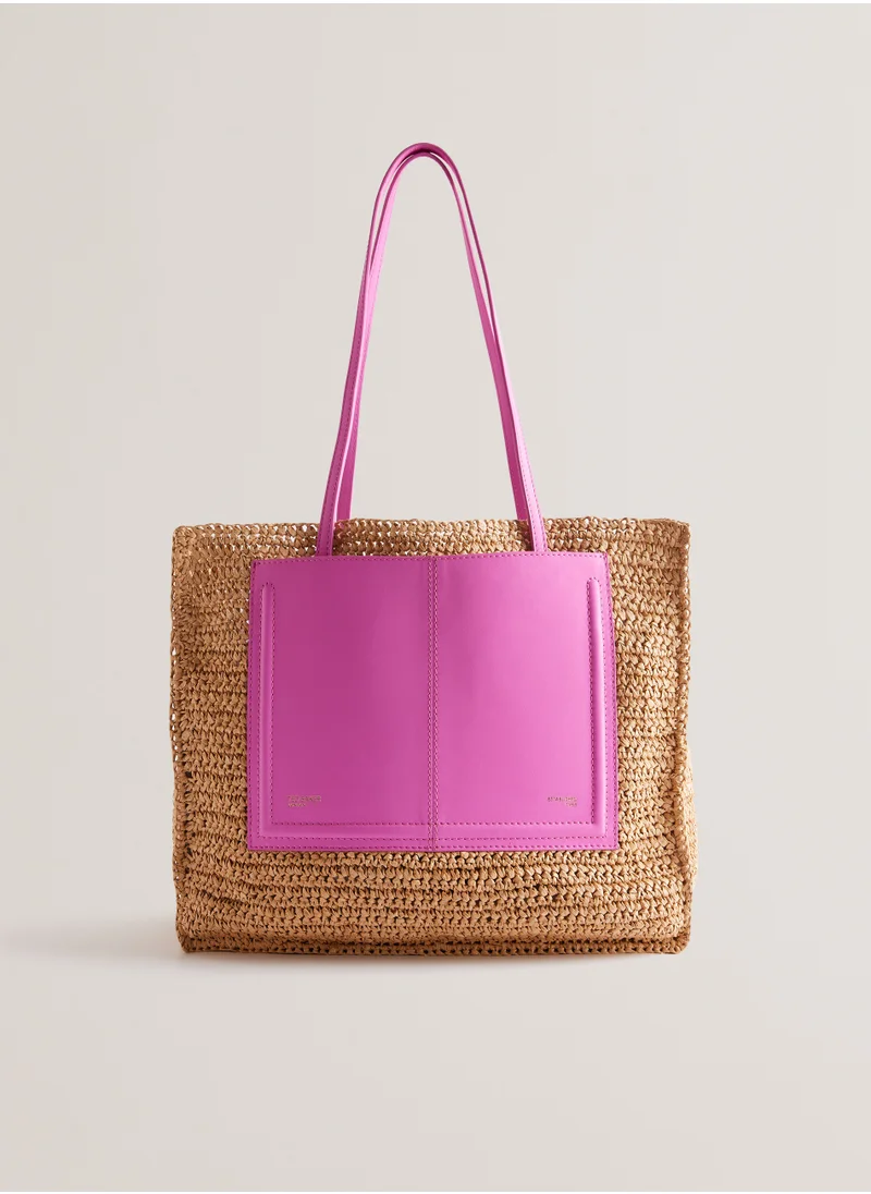 تيد بيكر Ashvi Raffia Top Handle Tote