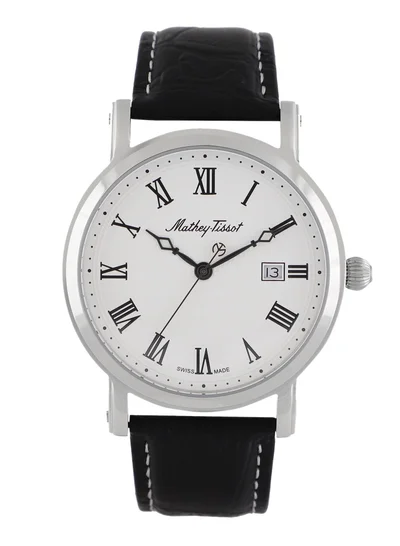 Mathey-Tissot City White Dial Black Leather Men's Watch HB611251ABR