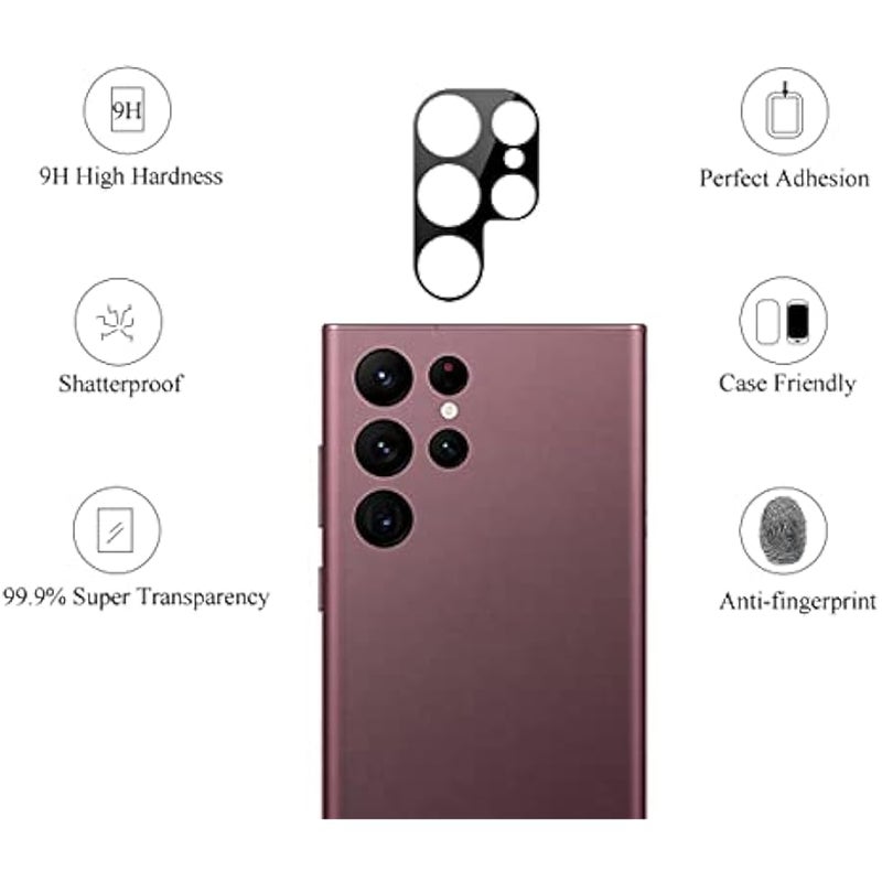 Camera Lens Protector for Galaxy S22 Ultra 3Pack Tempered Glass, Anti-Scratch, Case Friendly - Image 2