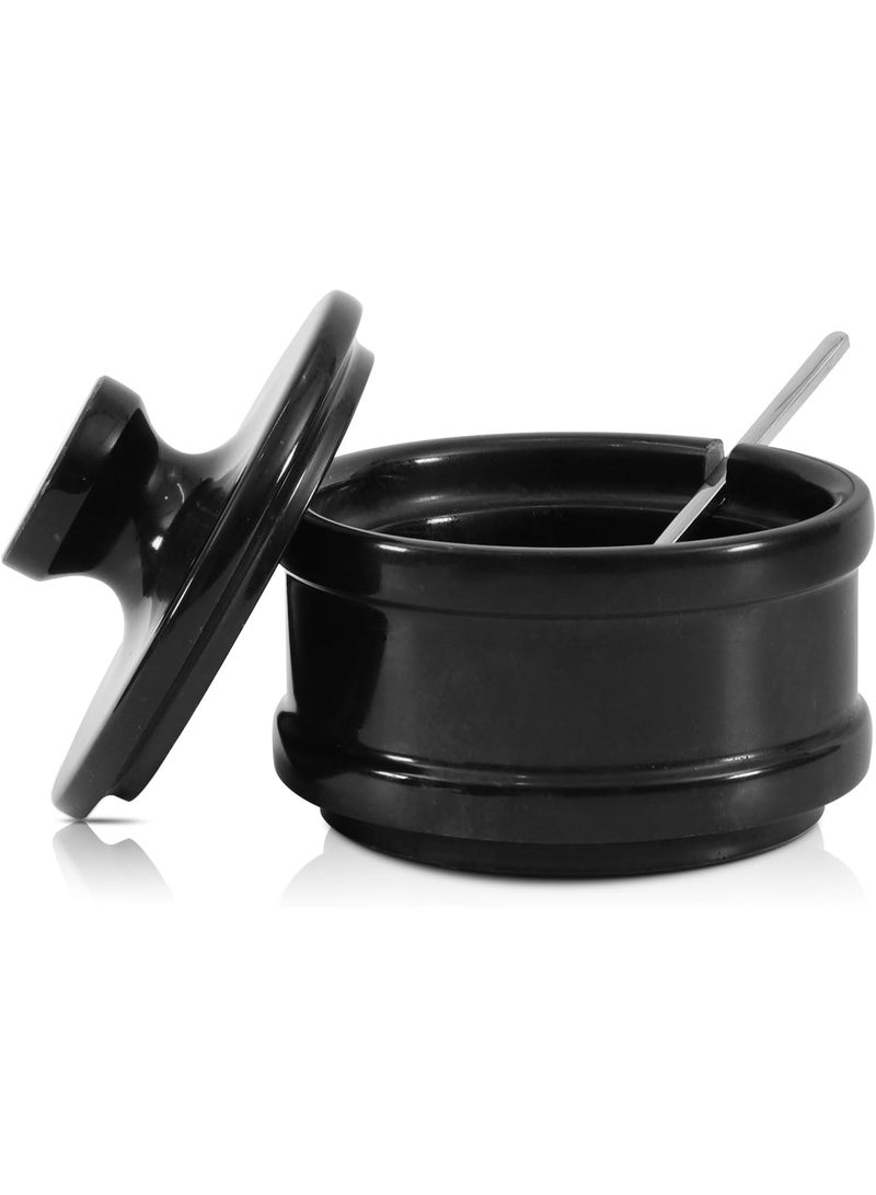 راديكالن قبو ملح من الرخام الأسود مع غطاء | برطمان توابل وملح مصنوع يدويًا، مقاس 3.5 بوصة، مناسب لطاولة المطبخ - Image 1