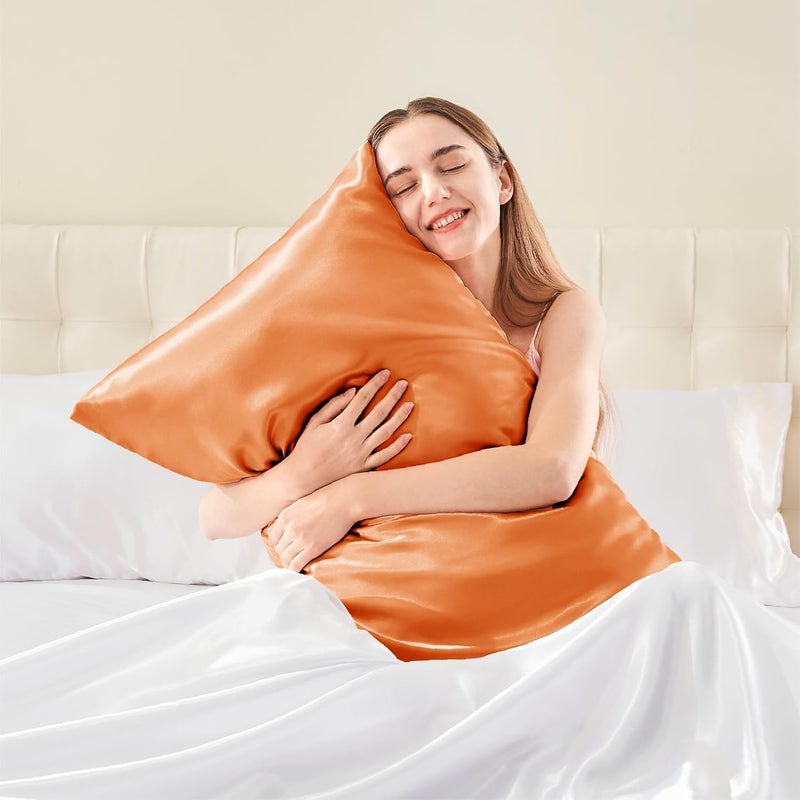 BEDELITE Satin Body Pillow Cover, Super Soft and Cooling Body Pillow Pillowcase for Hair and Skin, Breathable Silky Full Long Pillowcase Cover(20"x54", Burnt Orange) - Image 2