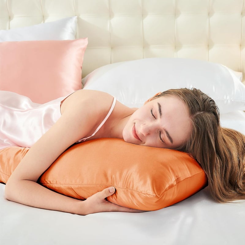 BEDELITE Satin Body Pillow Cover, Super Soft and Cooling Body Pillow Pillowcase for Hair and Skin, Breathable Silky Full Long Pillowcase Cover(20"x54", Burnt Orange) - Image 4
