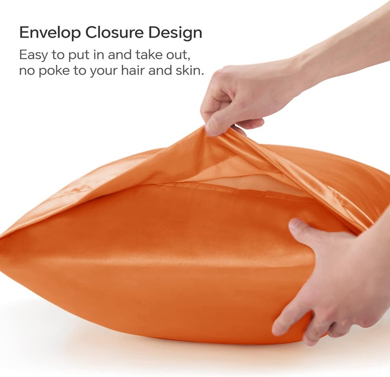 BEDELITE Satin Body Pillow Cover, Super Soft and Cooling Body Pillow Pillowcase for Hair and Skin, Breathable Silky Full Long Pillowcase Cover(20"x54", Burnt Orange) - Image 3
