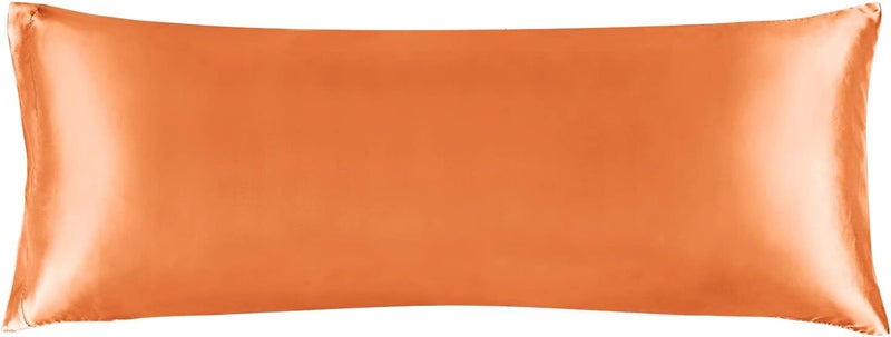 BEDELITE Satin Body Pillow Cover, Super Soft and Cooling Body Pillow Pillowcase for Hair and Skin, Breathable Silky Full Long Pillowcase Cover(20"x54", Burnt Orange) - Image 1