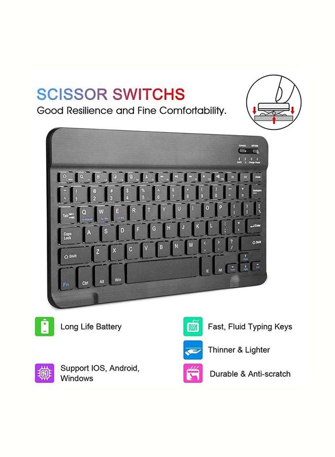 NIBEMINENT Protective Case Cover With Wireless Keyboard For Apple iPad Air 4 2020 black  - Image 3