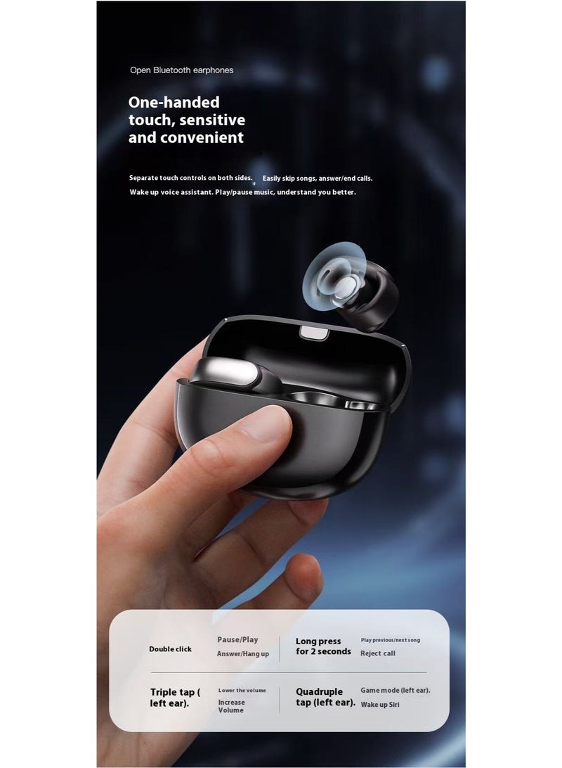 ألترا أذن Ultra مفتوحة مع تقنية OpenAudio، أذن لاسلكية مفتوحة للآذن، يصل عمر البطارية إلى 48 ساعة، باللون الأسود - Image 3