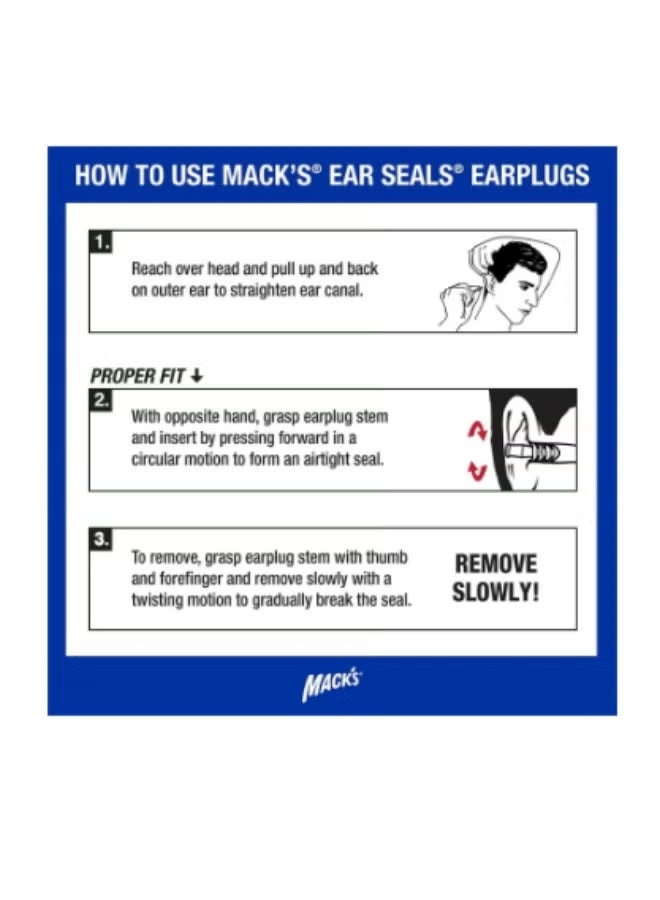 Mack's Ear Seals Dual Purpose Earplugs with Removable Cord - 1 Pair - Image 2