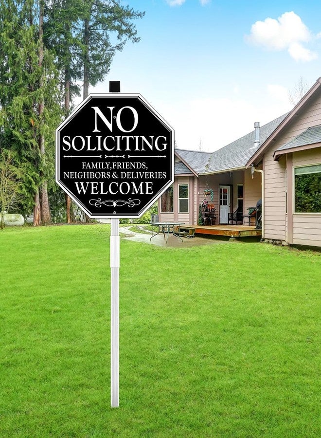 multiwins No Soliciting Sign For House, 11" x 27" No Soliciting Yard Sign With Stake, Metal No Soliciting Sign Perfect For Yard, Easy To Install (Welcome) - Image 2