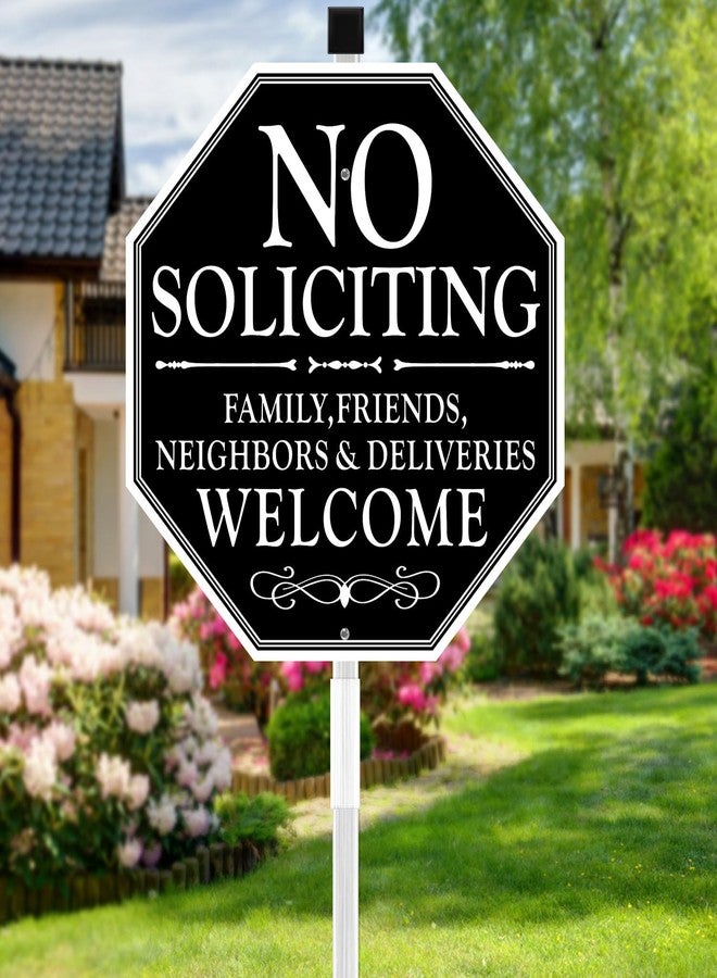 multiwins No Soliciting Sign For House, 11" x 27" No Soliciting Yard Sign With Stake, Metal No Soliciting Sign Perfect For Yard, Easy To Install (Welcome) - Image 1