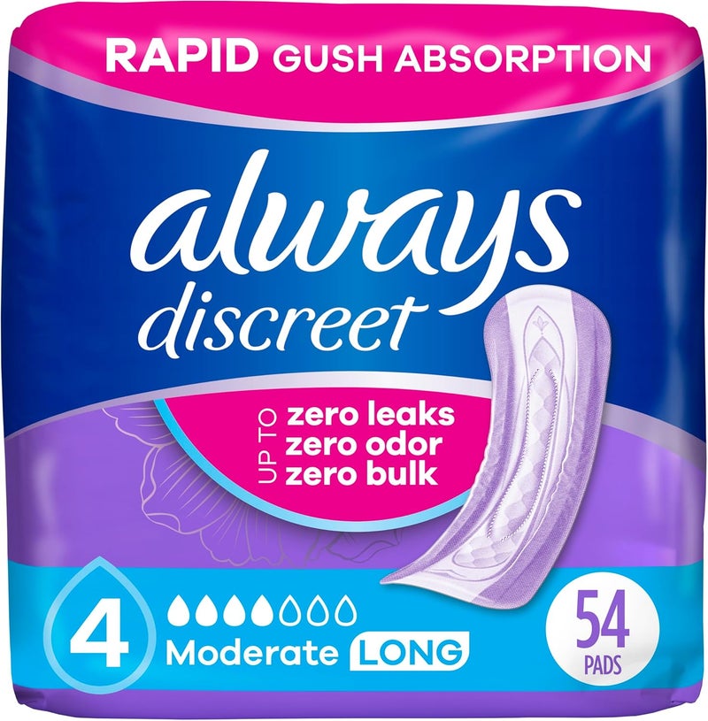 Always Discreet فوط طويلة الحجم للنساء من أولويز ديسكريت - 54 قطعة - Image 1