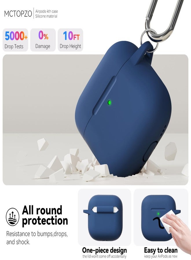MCTOPZO for AirPods 4 Case 2024 Come with Cleaner Kit,Soft Silicone Protective Case for Apple AirPods 4th Generation Case with Keychain,Compatible with AirPod 4 Case Cover for Women Men-Midnight Blue - Image 5