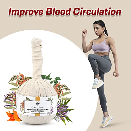Seer Secrets 100% Natural Ayurvedic Herbal Manual Massager Potli, Pain Relief, Knee, Muscles Relaxation, Neck, Back, Legs, Increase Blood Circulation for Men Women - 180GM - Image 5