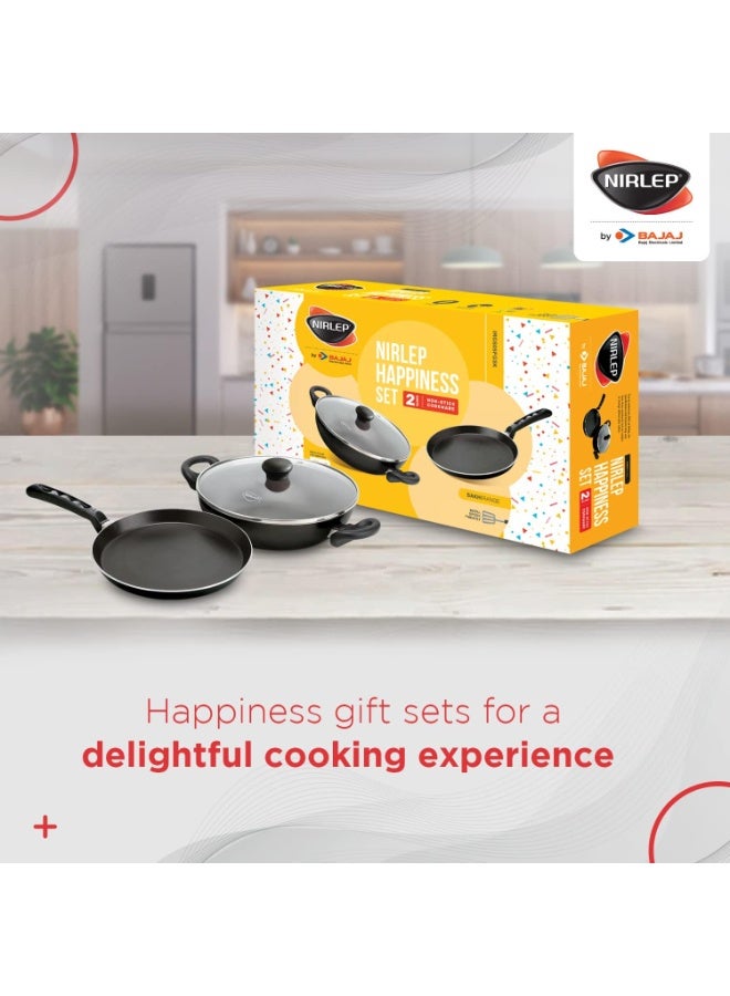 NIRLEP Sakhi Gift Set Non Stick Induction Set of Flat Tawa & Kadhai with Lid - Image 2