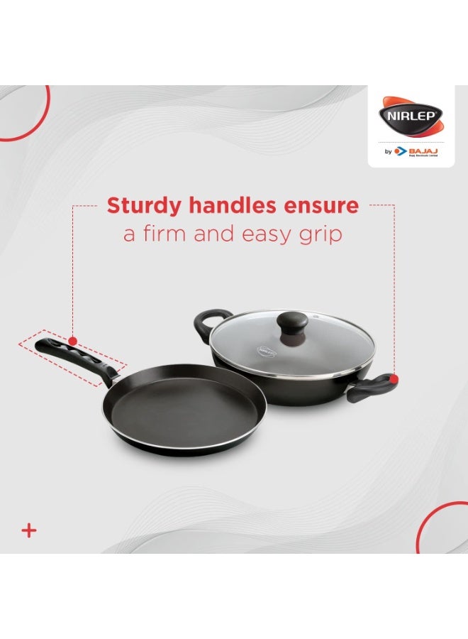 NIRLEP Sakhi Gift Set Non Stick Induction Set of Flat Tawa & Kadhai with Lid - Image 3