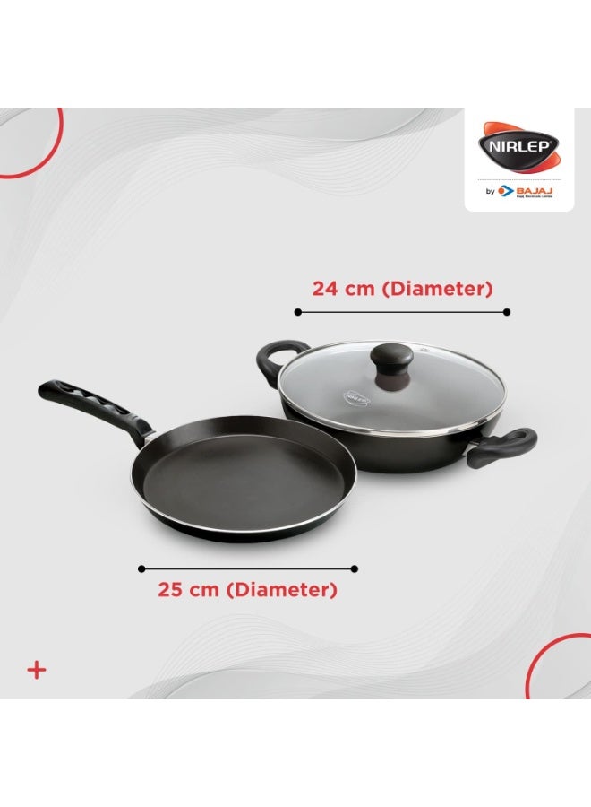NIRLEP Sakhi Gift Set Non Stick Induction Set of Flat Tawa & Kadhai with Lid - Image 5