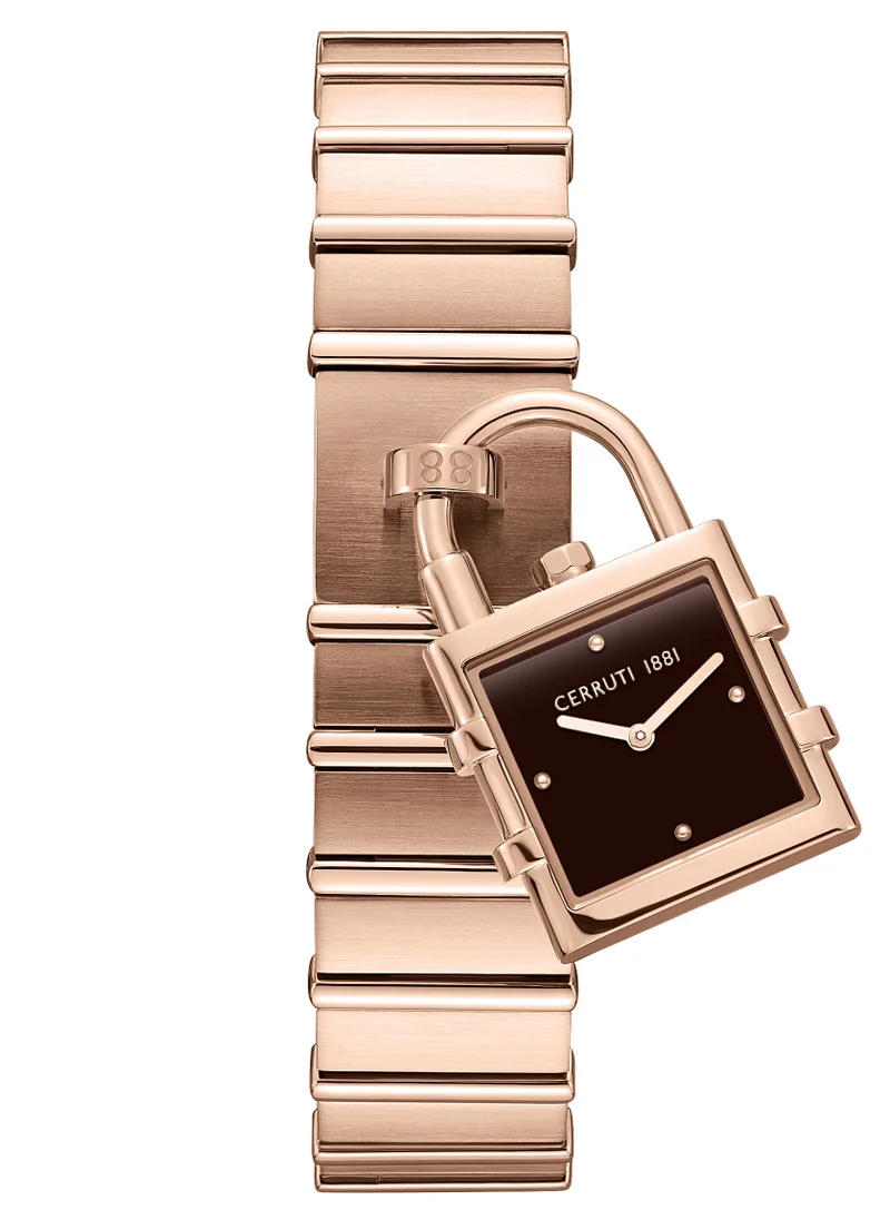CERRUTI 1881 Cerruti 1881 Adria Analog Women's Watch - Lock Shaped Dial, Brown Dial, Bracelet