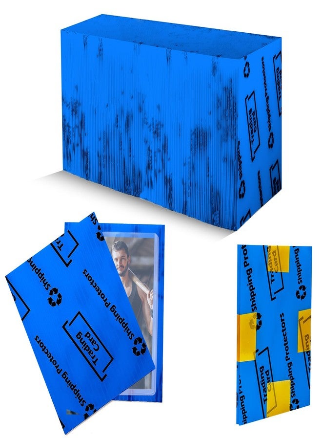 Ahier 200 Pack Trading Card Shipping Protectors, AHIER 3.5'' x 4.5'' Trading Card Shipping Supplies Cardboard Inserts for Mailers, Plastic Semi Rigid Precut Card Savers for Trading Card Packaging (Blue) - Image 1