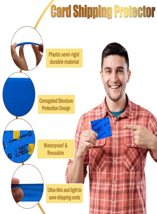 Ahier 200 Pack Trading Card Shipping Protectors, AHIER 3.5'' x 4.5'' Trading Card Shipping Supplies Cardboard Inserts for Mailers, Plastic Semi Rigid Precut Card Savers for Trading Card Packaging (Blue) - Image 3