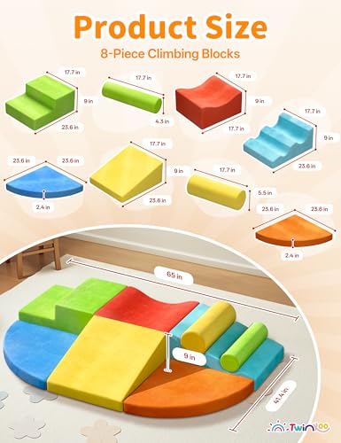 Twinkoo Extra Large 8Piece Soft Climbing Toys for Toddlers Foam Climbing Block Set with Jumbo Size Boosts Motor Skills Color Coordination Safe Indoor Toy for Child Development - Image 5