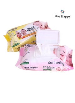 We Happy Pack of 2 Baby Wipes Soft and Gentle Cleansing Wet Towels Perfect for Sensitive Skin 80 Pcs each  - Image 1