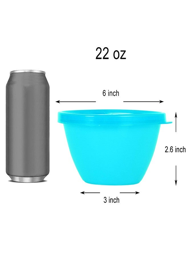 Youngever 22 Ounce Plastic Food Storage Containers with Lids, Cereal & Soup Bowls, Set of 9 in 9 Assorted Colors - Image 2