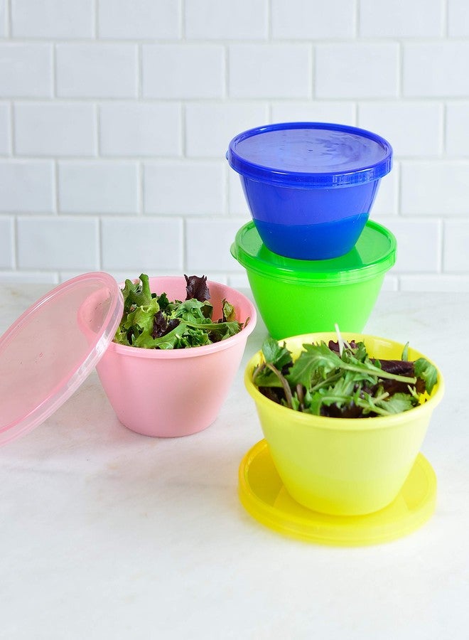 Youngever 22 Ounce Plastic Food Storage Containers with Lids, Cereal & Soup Bowls, Set of 9 in 9 Assorted Colors - Image 4