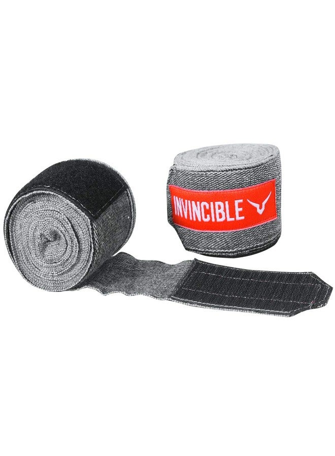 INVINCIBLE Nylon Mexican Style Semi-Stretch Hand Wraps (Grey-Melange, 4.5 Meter) - Image 3