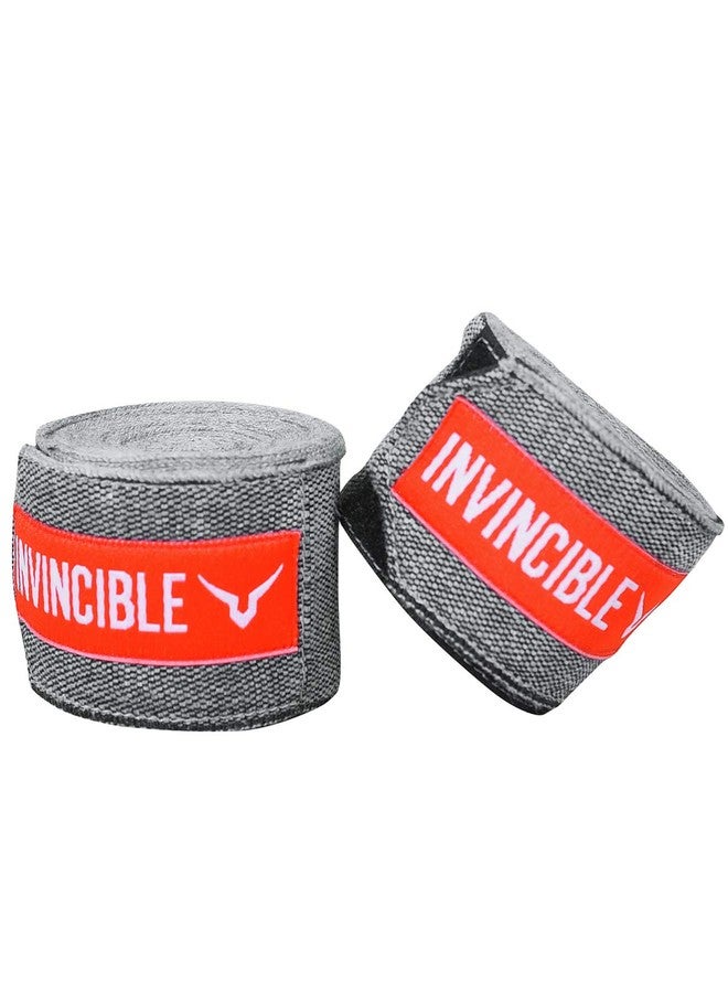 INVINCIBLE Nylon Mexican Style Semi-Stretch Hand Wraps (Grey-Melange, 4.5 Meter) - Image 2