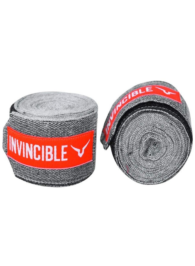 INVINCIBLE Nylon Mexican Style Semi-Stretch Hand Wraps (Grey-Melange, 4.5 Meter) - Image 1