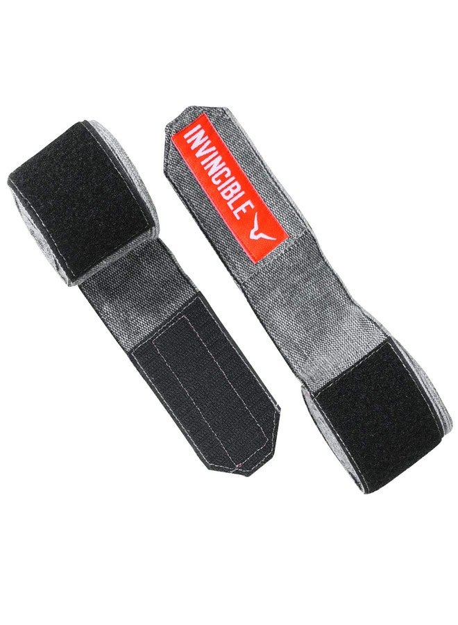 INVINCIBLE Nylon Mexican Style Semi-Stretch Hand Wraps (Grey-Melange, 4.5 Meter) - Image 4