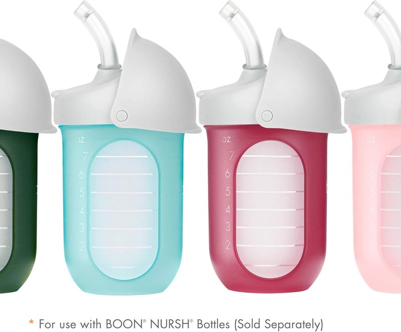 Boon NURSH Silicone Straw Conversion Top, Straws for NURSH Baby Bottles, 2-Pack,2 Count (Pack of 1) - Image 4